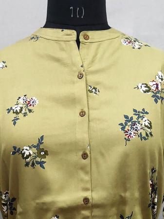 Olive Floral Cotton Midi with Waist Tie